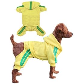 Casual Pet Dog Striped Hoodie Sweatpants Suits (type: YellowM)