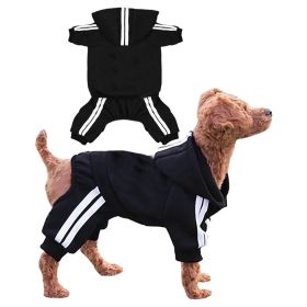 Casual Pet Dog Striped Hoodie Sweatpants Suits (type: BlackM)