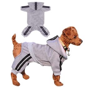 Casual Pet Dog Striped Hoodie Sweatpants Suits (type: GrayL)