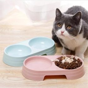 Double Cat Bowl Dog Bowl Pet Feeding Macarone Cat Water Food Bowl Anti-overturning Pet Bowls Feeder For Cats Dogs Pet Supplies (Color: Blue)