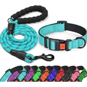 No Pull Dog Harness; Adjustable Nylon Dog Vest & Leashes For Walking Training; Pet Supplies (Color: Lake blue)