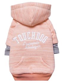 Touchdog Hampton Beach Designer Ultra Soft Sand-Blasted Cotton Pet Dog Hoodie Sweater (Color: pink)