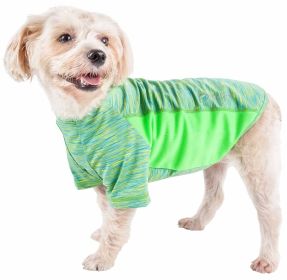 Pet Life Active 'Warf Speed' Heathered Ultra-Stretch Sporty Performance Dog T-Shirt (Color: green)